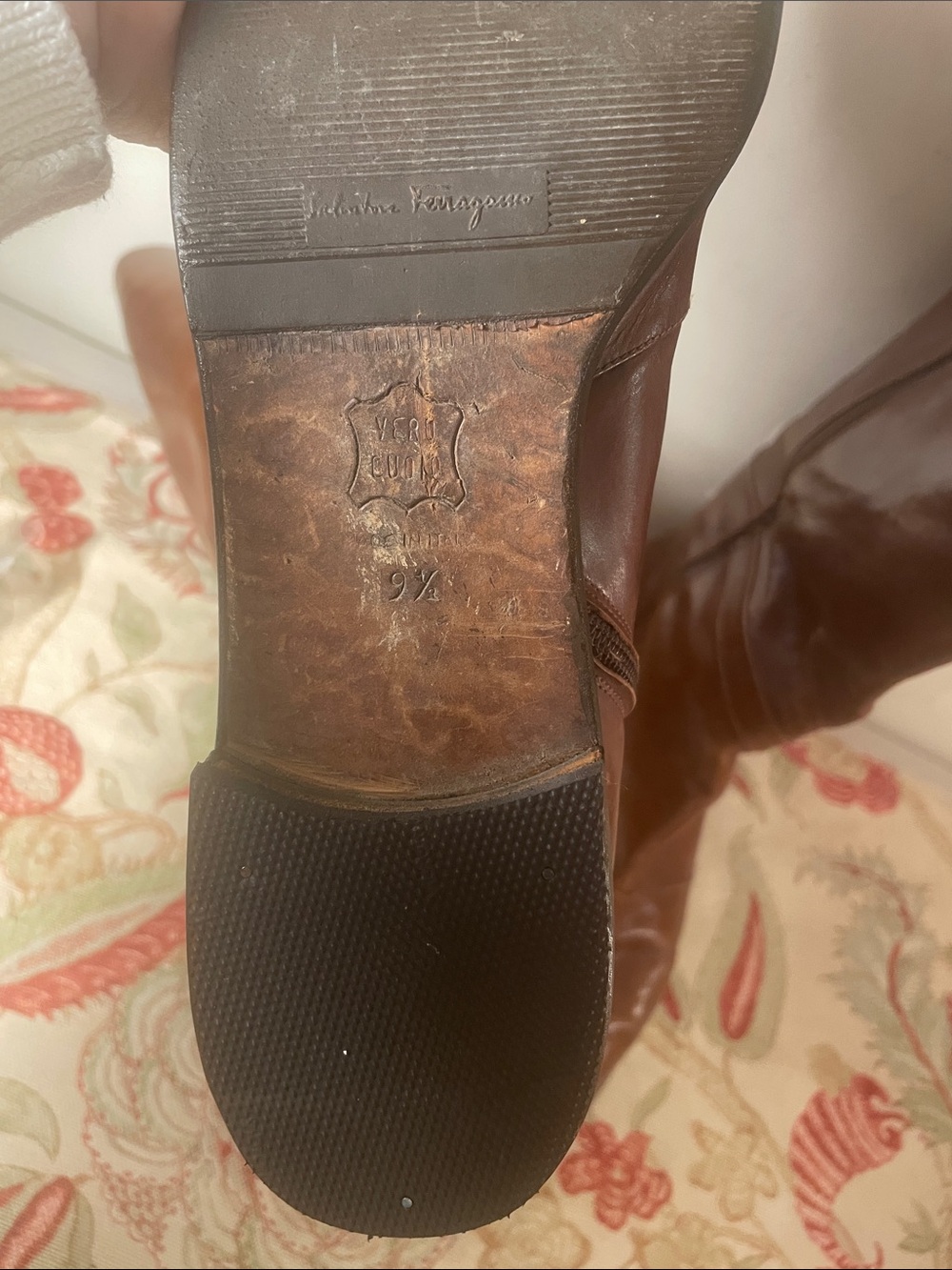 Salvatore Ferragamo Tall Knee High Cognac Leather Vintage - Picture 2 of 11